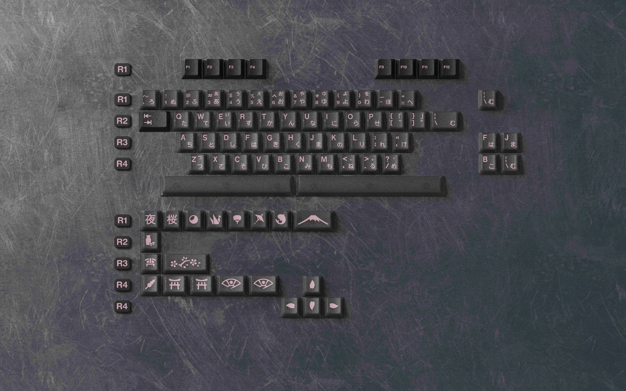 JTK NightSakura Cherry Profile ABS Tripeshot Keycap Set - Image 7